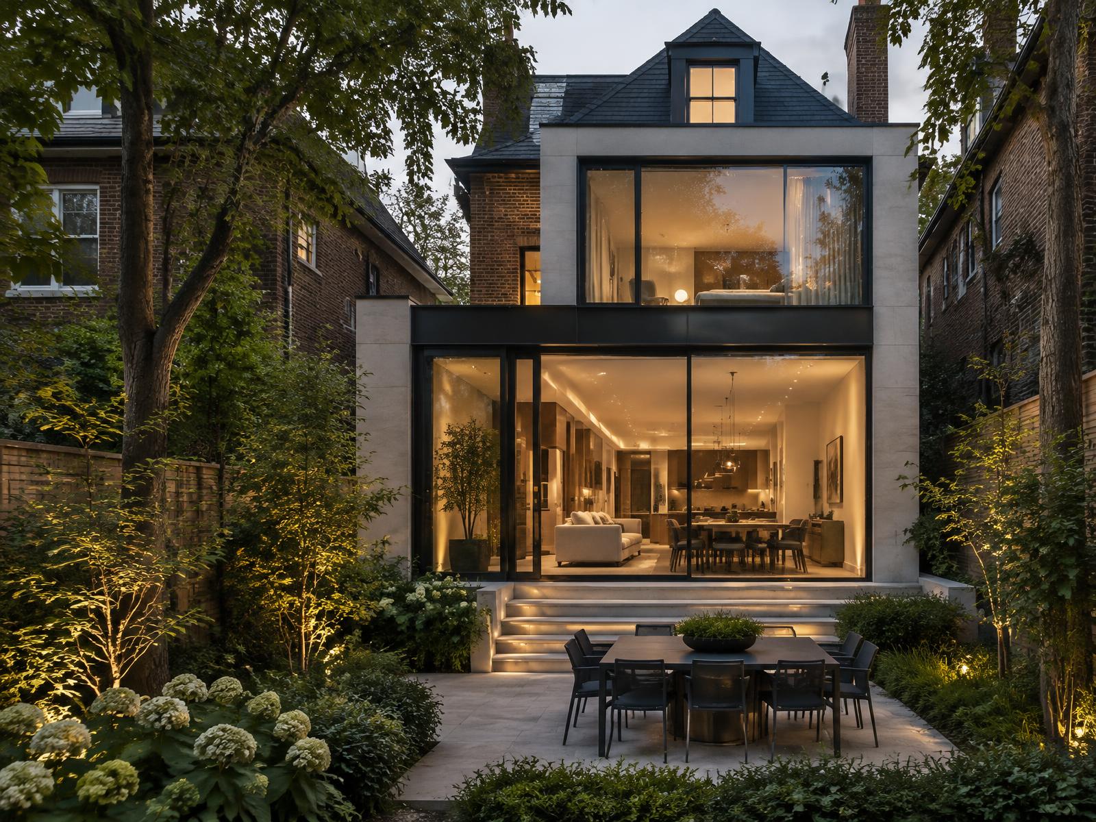Contemporary rear addition to a Toronto brick home